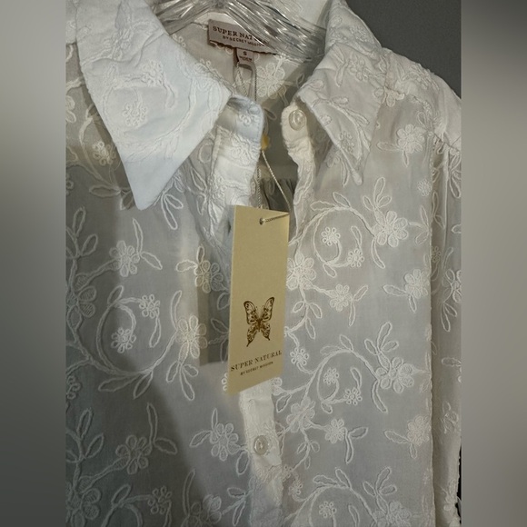 Secret Mission White Embroidered Mini Shirt Dress Belted Size Small - Picture 7 of 7
